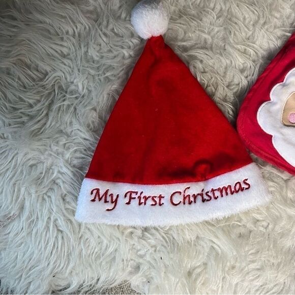 My first Christmas hat and bibs set baby - Picture 2 of 7